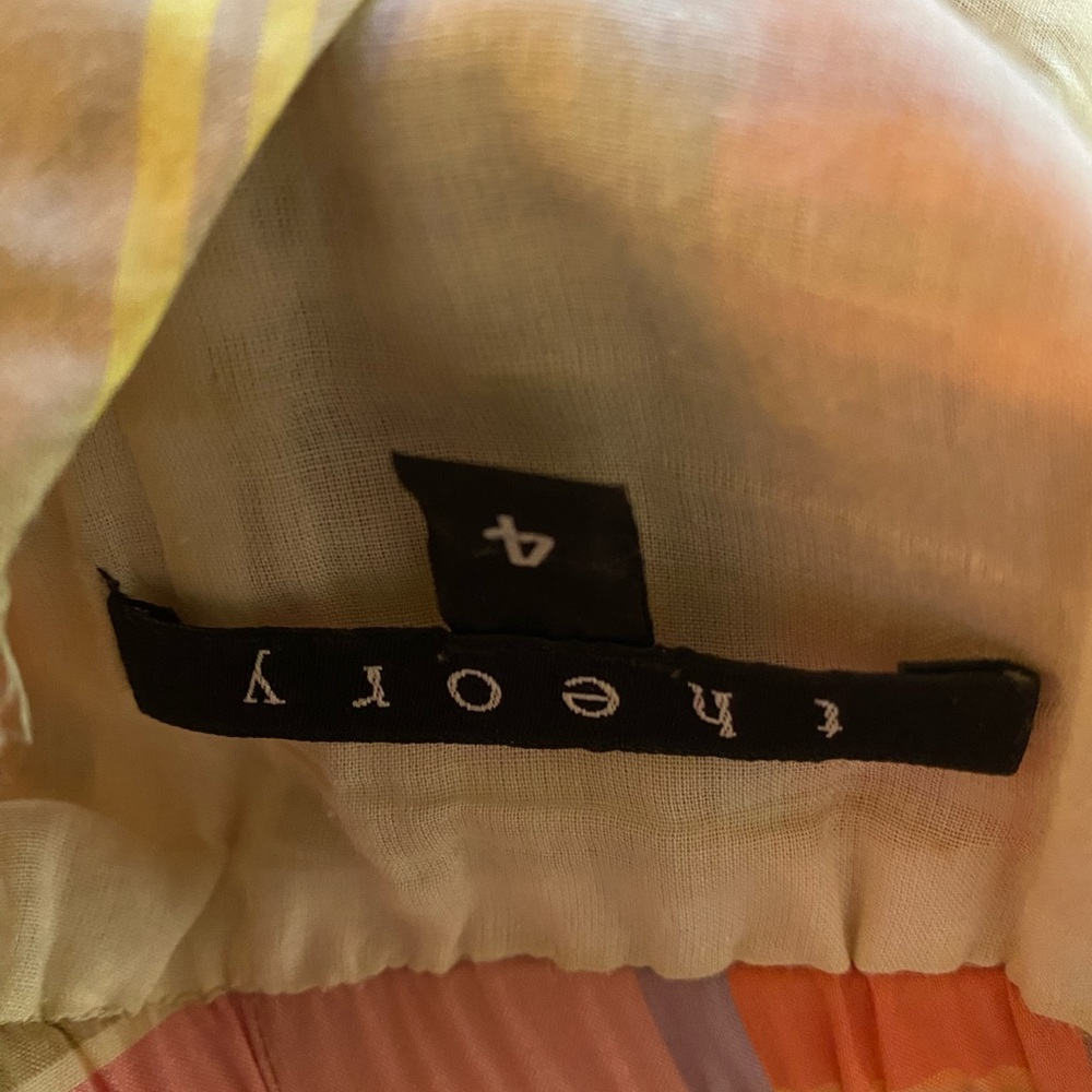 Theory size 4 strapless madras print dress